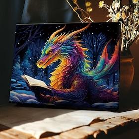 drage lesing led lerret veggkunst farget glass utskrift led opplyst veggdekor 2aa batteridrevet opplyst lerret print led lys kjøkken soverom eller hjemmeinnred