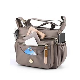 Women's Nylon Crossbody Bag with Multiple Pockets, Lightweight and Water-Resistant Shoulder Bag for Casual Daily Use and Travel Earth Yellow Black Pink