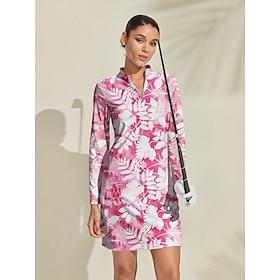 Women's Golf Dress Pink Long Sleeve Ladies Golf Attire Clothes Outfits Wear Apparel