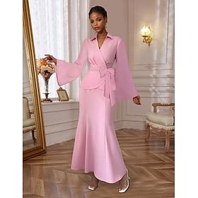 A-Line Mother of the Bride Dress Elegant Shirt Collar Ankle Length Satin Half Sleeve with Bow(s) 2024