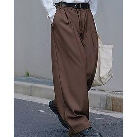 Men's Graduation Dress Pants Trousers Chinos Buttons Pocket Plaid Comfort Formal Party Work Fashion Classic Style Black Brown Micro-elastic