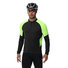 Voor heren Wielrenshirt Lange mouw Fietsen Shirt Kleding Bovenlichaam met 3 achterzakken Zonbescherming Snel Drogend Ademend Reflecterende strips Blauw Groen D