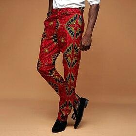 Voor heren Grafisch Kunstwerk Pakken Medium Taille Vintage Casual Buiten Vakantie Huis Vetoketju Zak Zomer Lente Herfst 3D-afdrukken Rood