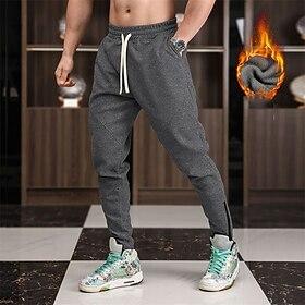 Men's Athletic Pants Fleece Pants Sweatpants Trousers Zipper Pocket Drawstring Plain Comfort Warm Sports Outdoor Daily Fashion Casual Black Light Grey Micro-el