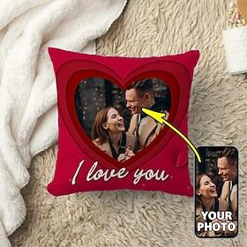 valentinsdag tilpasset putetrekk personlig gave bilde hjerte minnesmerke kjærlighet putetrekk pute gave til henne/ham