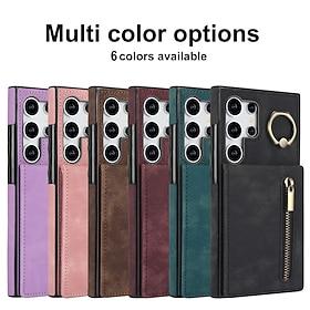 telefoon hoesje Voor Samsung Galaxy S24 S24 Ultra Plus S24 FE S23 S22 S21 S20 Ultra Plus FE A14 A54 A53 A33 A12 A32 Achterkant met standaard Ringhouder Rits Re