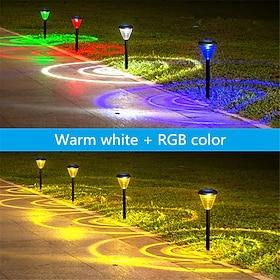 4 Stück Solar-Rasenleuchten RGB Warmweißes wasserdichtes LED-Projektionslicht für den Außenbereich, Gartenlandschaft, Plug-in-Projektionslicht, Hofstraßenlicht