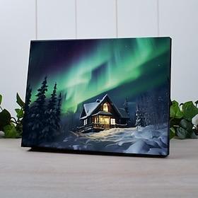 aurora house led canvas veggkunst led opplyst veggdekor 2aa batteridrevet opplyst canvas print led lys kjøkken soverom eller hjemmeinnredning