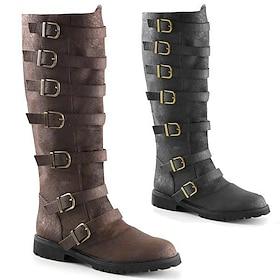 Medieval Renaissance Shoes Flat Jazz Boots Pirate Warrior Knight Ritter Viking Crusader Fancy Dress Men's Unisex Pirate Steampunk Halloween Masquerade Performa