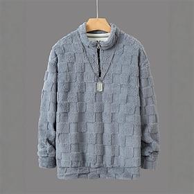 Men's Sweatshirt Quarter Zip Sweatshirt Black White Gray Half Zip Plain Sports  Outdoor Daily Holiday Polyester Streetwear Basic Casual Fall  Winter Clothing A