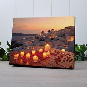 lys santorini led lerret veggkunst led opplyst veggdekor 2aa batteridrevet opplyst lerretstrykk led lys kjøkken soverom eller hjemmeinnredning