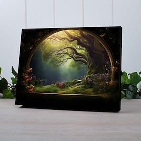 hagetema led lerret veggkunst farget glass utskrift led opplyst veggdekor 2aa batteridrevet opplyst lerret print led lys kjøkken soverom eller hjemmeinnredning