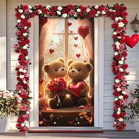 valentinsdag dørdeksler veggmaleri dekor dør billedvev dør gardin dekorasjon bakteppe dør banner avtakbar for inngangsdør innendørs utendørs hjemme rom dekoras