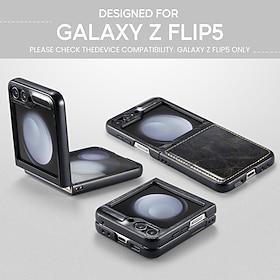 telefoon hoesje Voor Samsung Galaxy Z Flip 5 Achterkant met standaard Magnetisch Kaartsleuf Retro TPU PU-nahka