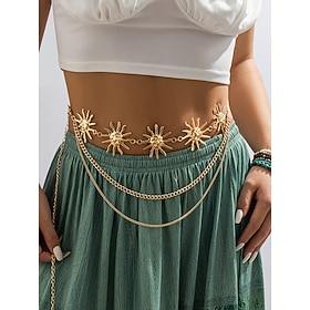 Women's Boho Gold Sun Chain Body Belt with Multiple Chains  Perfect for Festivals and Beachwear