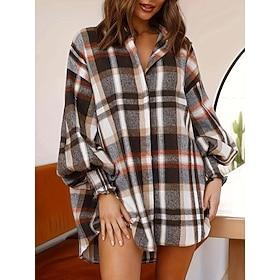 Women's Shirt Blouse Basic Casual Long Sleeve Regular Tops Shirt Collar Daily Red Fall Winter