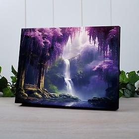 skogblomster led lerret veggkunst led opplyst veggdekor 2aa batteridrevet opplyst lerretstrykk led lys kjøkken soverom eller hjemmeinnredning foss