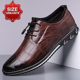 Herenschoenen van imitatieleer met bruin krokodillenmotief, vetersluiting en comfortabele zool, elegant voor zakelijke en formele gelegenheden