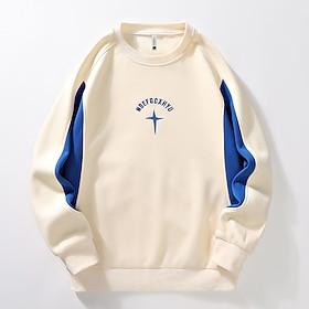 Herre Genser Svart Beige Grå Crew-hals Fargeblokk Lapper Sport Utendørs Daglig Ferie Polyester Gatemote Grunnleggende Fritid Vår Vinter Klær Gensere Gensere