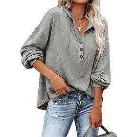 Women's Shirt Blouse Basic Casual Long Sleeve Regular Tops Daily Sky Blue Khaki Gray Fall Winter