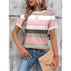 Dames T-shirt Casual Afdrukken Korte mouw Normale tops Dagelijks Blozend Roze Zomer