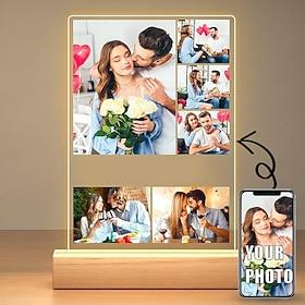 Personalized Light Up Photo Frame Custom Valentines Acrylic Night Light USB Powered Perfect for Anniversary Gifts Lovers Birthday Boyfriends and Girlfriends