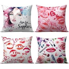 valentine's day leppestift dekorativ putetrekk 1stk mykt firkantet putetrekk putetrekk til soverom stue sofa sofastol