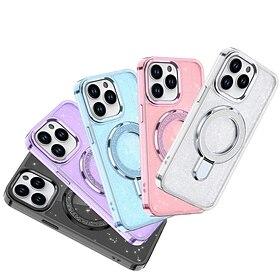 telefoon hoesje Voor iPhone 16 Pro Max Plus iPhone 15 Pro Max Plus iPhone 14 13 12 Pro Max Plus Achterkant met standaard Bling glitter glanzend Schokbestendig