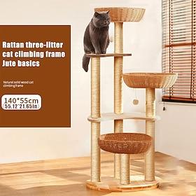 55 Inches Cat Tree/Cat Tree House and Towers for Large Cat/Cat Climbing Tree with Scratching Post/Perches, Multi-Level Large Cat Tree
