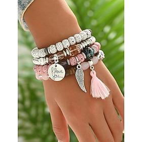 Women's Bohemian Multilayer Beaded Bracelet Set β Colorful Charm Bracelets with Tassel and Wing Pendant for Casual and Beach Wear