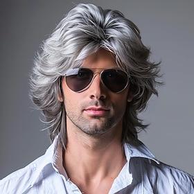 Mens Mullet Wigs for 70s 80s Costumes,Halloween Party Personality Accessory Cosplay Hair Wig