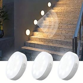 3PCS Motion Sensor Step Lights, Cabinet Light, USB Rechargeable Dimmable Night Lamps with 8 LEDs for Wardrobe, Bedroom  Bathroom