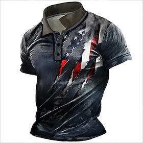 4th of July 2026 250th Men's American Flag Veterans Polo Shirts Golf Shirt Short Sleeve Polo Shirts Collared Shirts Casual Streetwear Vacation Wear Party Outfi