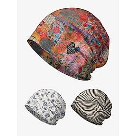 Women's Floral Pattern Lightweight Breathable Stretch Beanie Cap - Can be worn as a neck gaiter, comfortable and stylish headwear for casual wear, outdoor acti