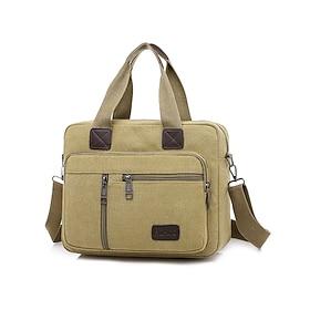 Men's Casual Canvas Messenger Bag with Multiple Zipper Pockets, Adjustable Shoulder Strap, Stylish Khaki Color, Ideal for Work, Travel and Everyday Use