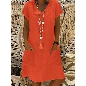 Women's Normal Mini Dress Faux Cotton Linen Shift Dress Cotton Linen Dresses Bohemia Vacation Tropical Butterfly Sleeve Casual Daily Street Regular Fit Form Fi