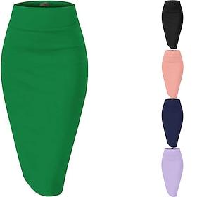 Retro Vintage 1950s Rockabilly Long Length Pencil Skirt Solid Color Fancy Dress Women's Masquerade Casual Daily Wear Tea Party Adults' Skirt