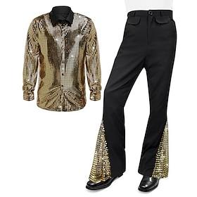 Retro Vintage 1960s Hippie Trousers Shirt Bell Bottom Pants Hippie Fancy Dress Men's Halloween Carnival Masquerade Evening Party Music Festival Pride Parade Ad