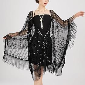 Roaring 20s 1920s Retro Vintage Flapper Shawls The Great Gatsby Flapper Girl Sequins Tassel Fringe Fancy Dress Women's Carnival Evening Party Wedding Masquerad