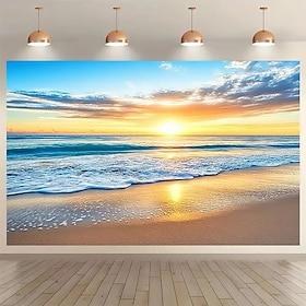 Landscape Beach Sunset Hanging Tapestry Wall Art Large Tapestry Mural Decor Photograph Backdrop Blanket Curtain Home Bedroom Living Room Decoration