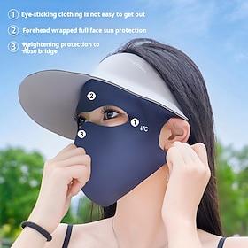 Sunscreen Face Mask, UV Protection Hyaluronic Acid Ice Silk Full Face Cover for Women, Seamless Breathable Facekini for Outdoor Sun Protection