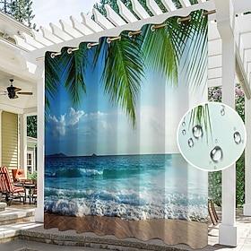 Waterproof Indoor Outdoor Curtains Sunflowers for Wedding Patio Thick Privacy Grommet Curtains for Wedding Bedroom, Living Room, Porch, Pergola, Cabana