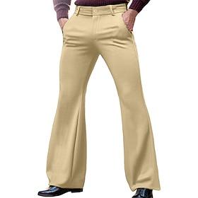 Retro Vintage 1970s Trousers Bell Bottom Pants Flared Trousers Hippie Disco Solid Color Fancy Dress Men's Halloween Carnival Party Dailywear Pride Parade Adult