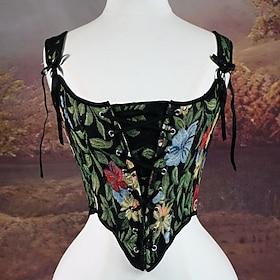 Retro Vintage Medieval Renaissance Corset Vest Bustier Viking Lace up Floral Fancy Dress Women's Celtic Fantasy Halloween Carnival Performance Party LARP Adult