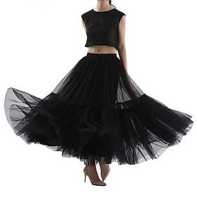 Retro Vintage 1950s Petticoat Hoop Skirt Under Skirt Tulle Skirt A-Line Fancy Dress Women's Masquerade Party Evening Wear Cocktail Party Tea Party Adults' Skir