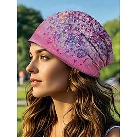 Lightweight Breathable Beanie Hat for Women – Floral Print Slouchy Cap, Soft Elastic Headwear, Can Be Used as a Neck Gaiter for Casual, Outdoor and Chemo Wear