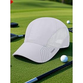 Men's Lightweight Breathable Golf Hat - Quick Dry Sports Cap with Mesh Panel, UV Protection, Adjustable for Outdoor Activities, Running, Tennis and Golf