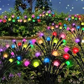 2 Pcs Outdoor Solar Lights Firefly Groundlight 8 Leds Courtyard Garden Park Wedding Party Lawn Atmosphere Decoration Light Breathing Flash