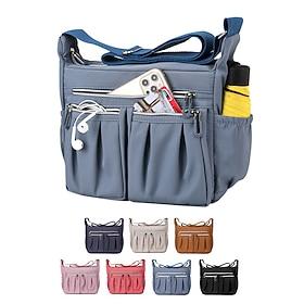 Women's Multi-Pocket Shoulder Bag – Lightweight Waterproof Nylon Crossbody Purse with Zipper Closure for Travel, Work and Daily Use Pink purple Black