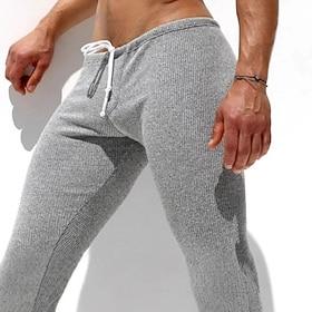 Men's Trousers Casual Pants Knit Pants Drawstring Plain Comfort Breathable Daily Gym Yoga Athleisure Dark Gray Gray Micro-elastic